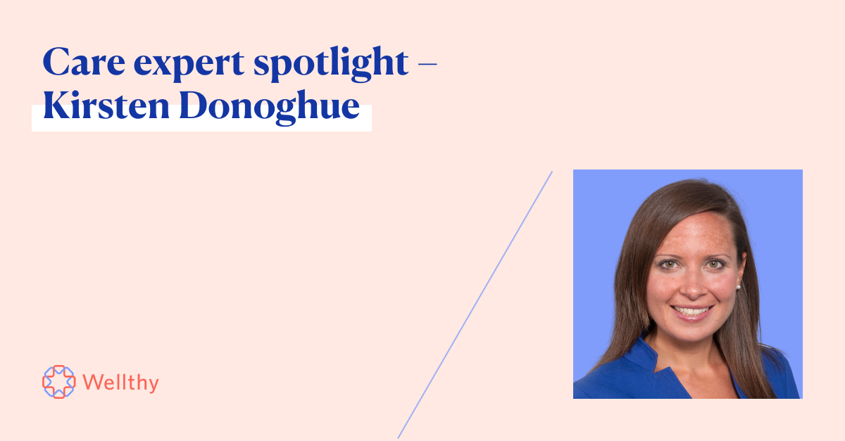 A professional photo of Kirsten Donoghue with the text 'Care expert spotlight – Kirsten Donoghue.'