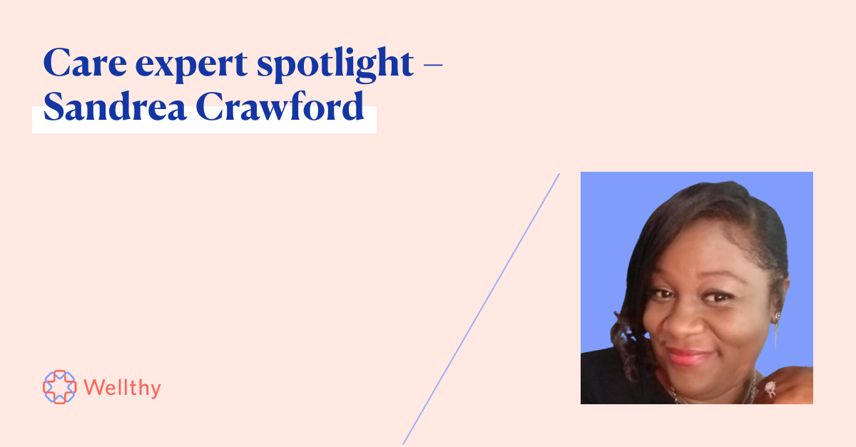 A professional photo of Sandrea Crawford with the text 'Care expert spotlight – Sandrea Crawford.'