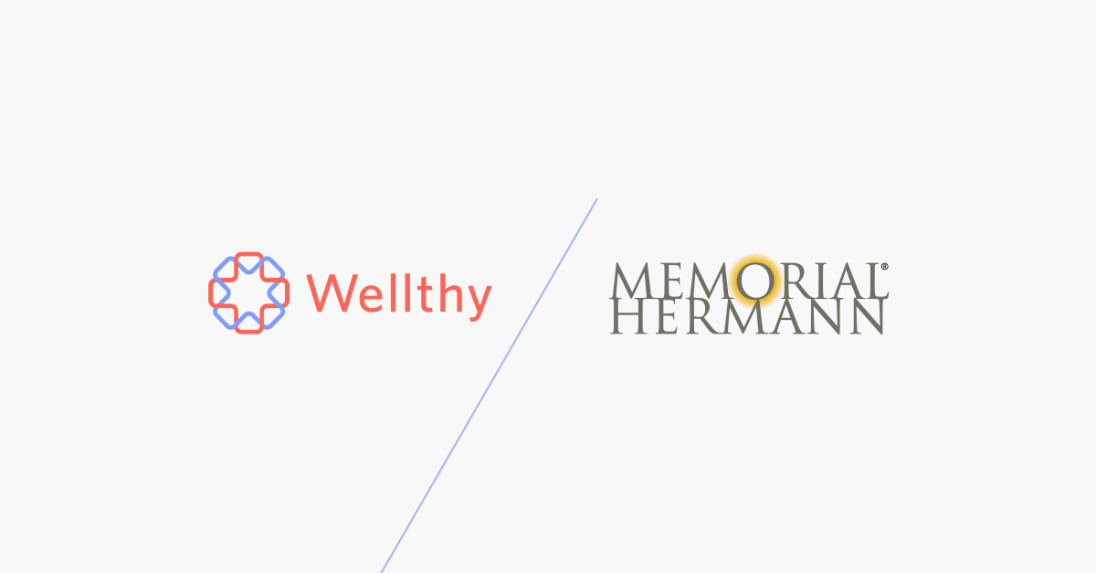 A graphic displaying the Wellthy and Memorial Hermann logos.
