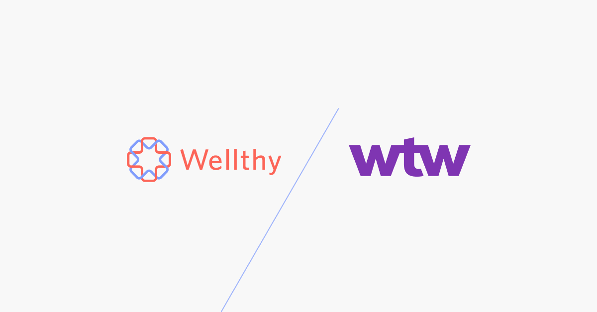 A graphic displaying the Wellthy and WTW logos.