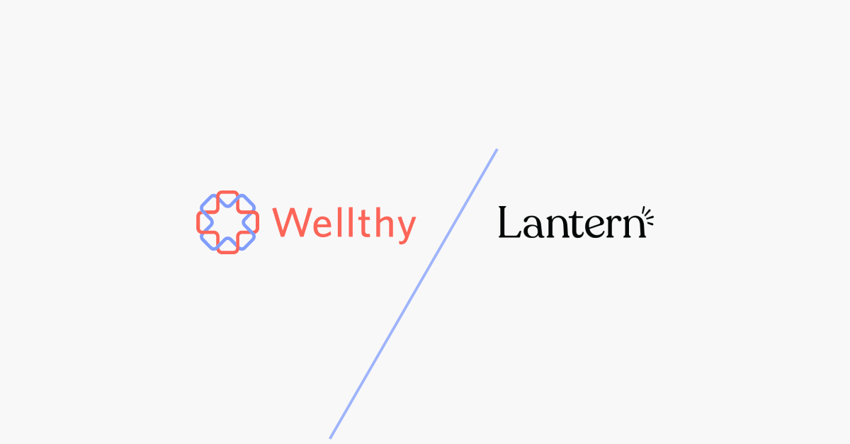 A graphic showing the Wellthy and Lantern logos.