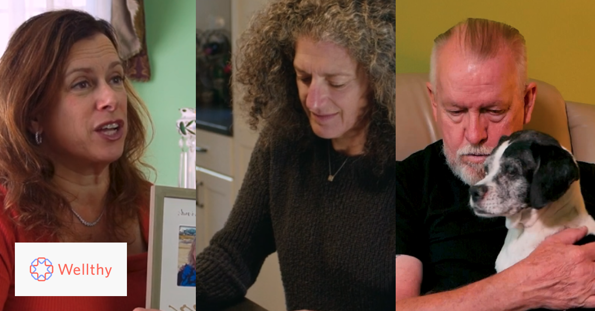 A graphic showing screenshots from the three video interviews linked in the post – on the left is Nicole, in the middle is Kathy, and on the right is James.