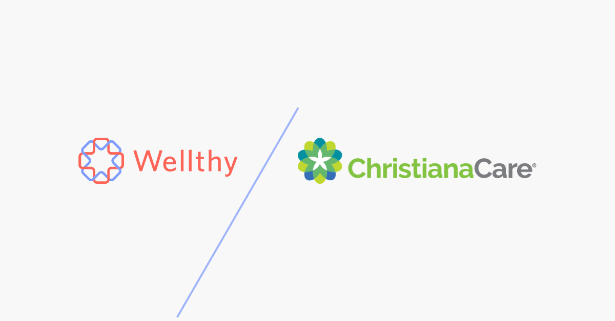 A graphic displaying the Wellthy and ChristianaCare logos.
