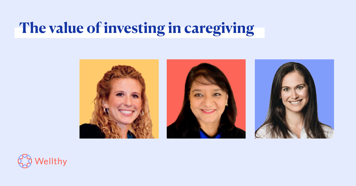 Professional photos of Lindsay Jurist-Rosner, Paurvi Bhatt and Stacy Korsak with the text 'The value of investing in caregiving.'