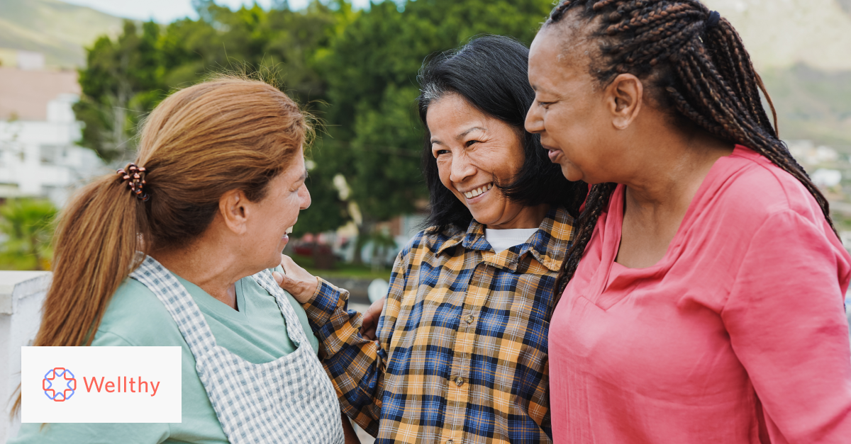 A group of friends is having an open and joyful conversation with one another